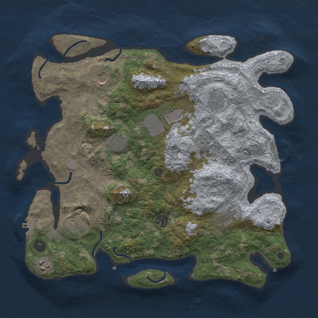 Rust Map: Procedural Map, Size: 3800, Seed: 1973568080, 18 Monuments