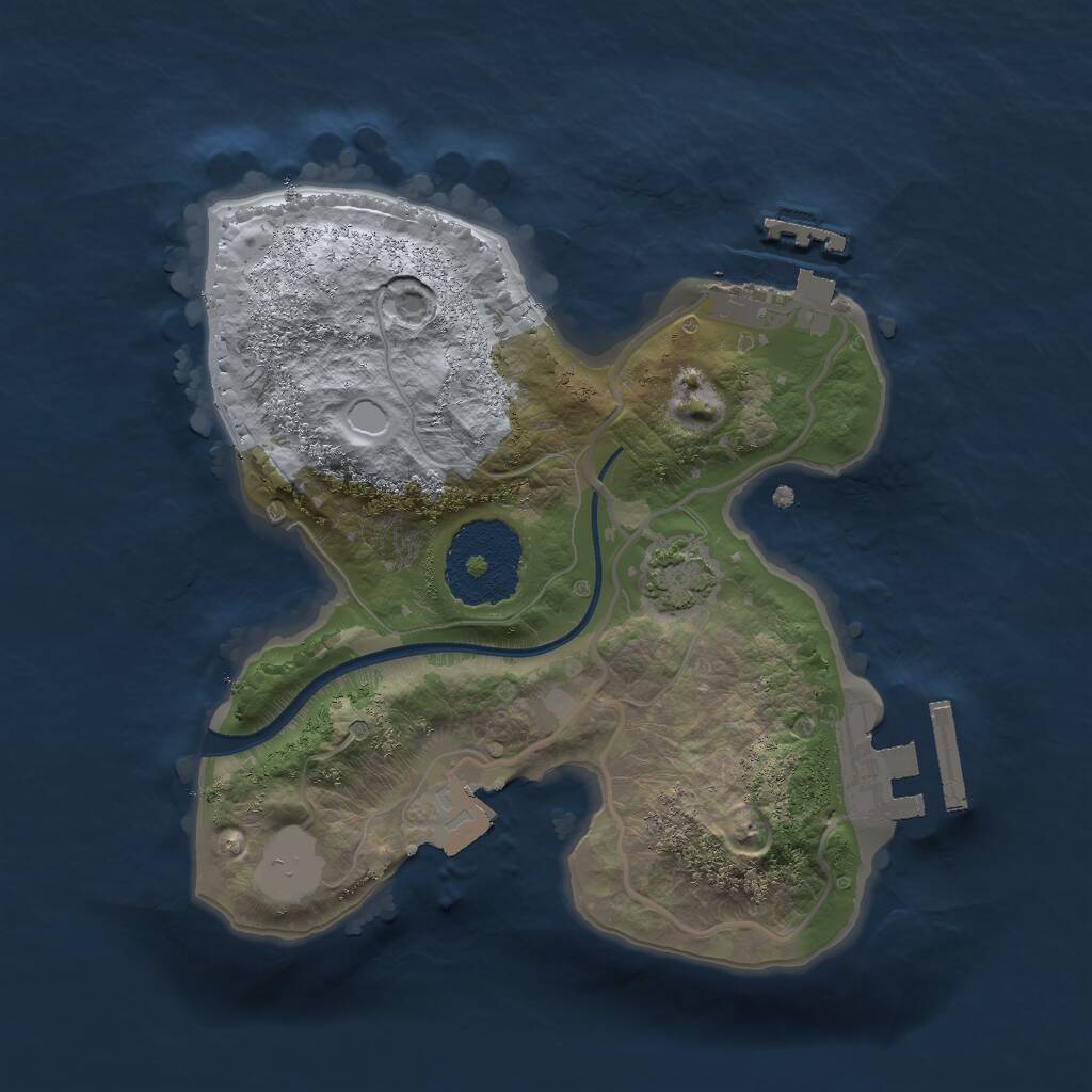 Rust Map: Procedural Map, Size: 2000, Seed: 7593, 4 Monuments