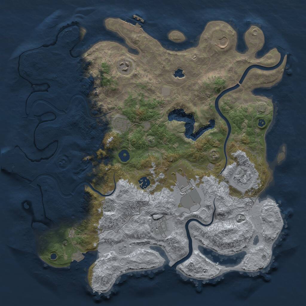 Rust Map: Procedural Map, Size: 4000, Seed: 1718, 14 Monuments