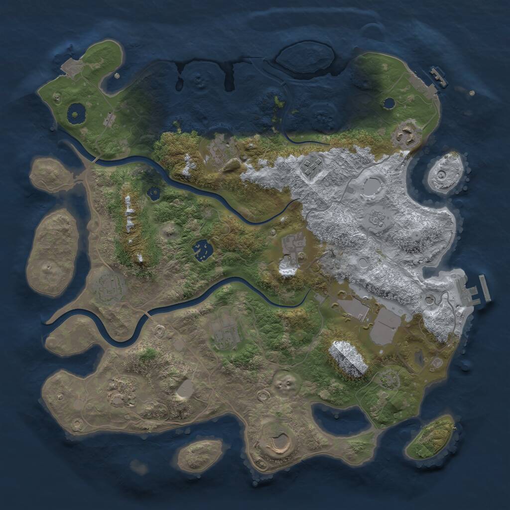 Rust Map: Procedural Map, Size: 3750, Seed: 259790617, 16 Monuments