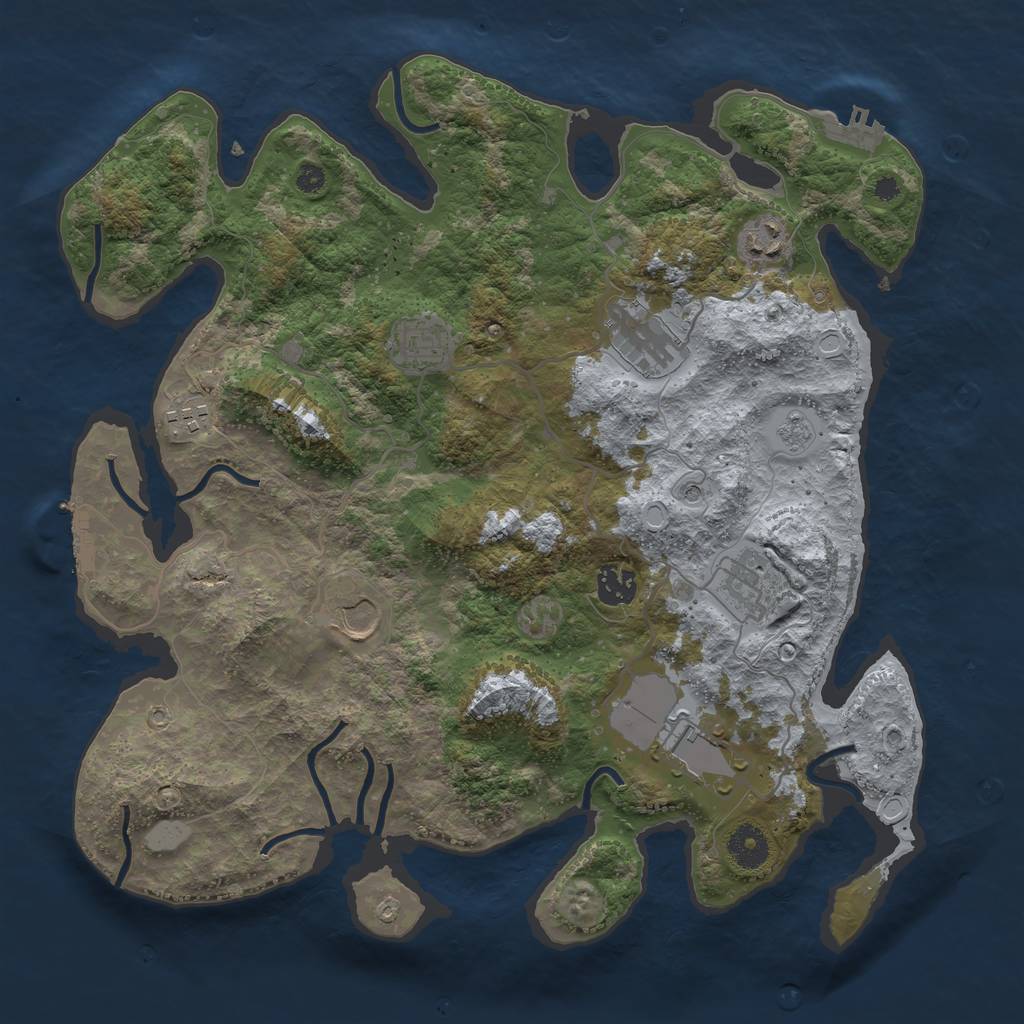 Rust Map: Procedural Map, Size: 3700, Seed: 1836631357, 17 Monuments