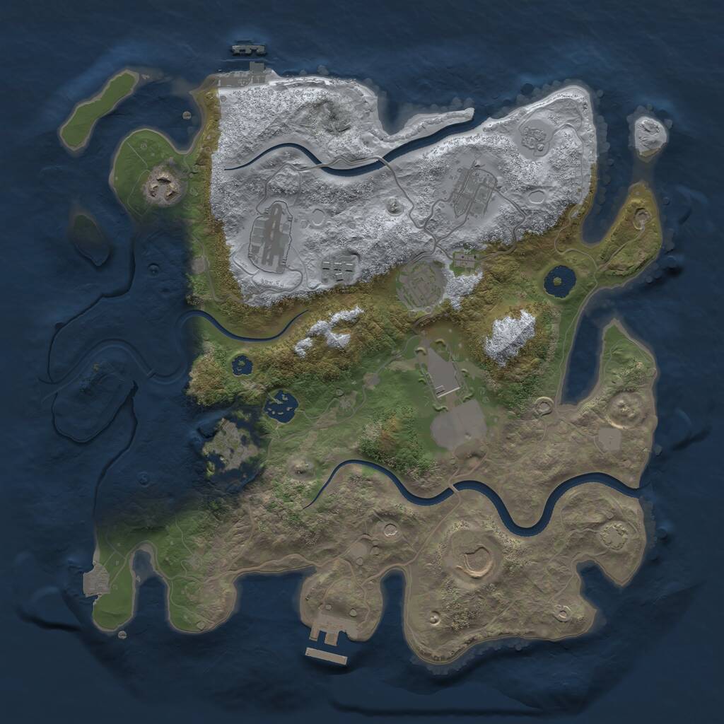 Rust Map: Procedural Map, Size: 3500, Seed: 1182489843, 15 Monuments