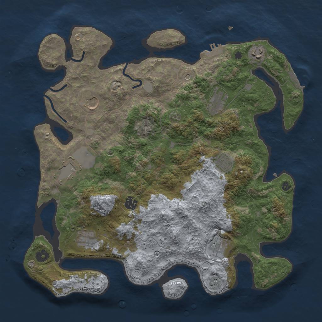Rust Map: Procedural Map, Size: 3800, Seed: 37967, 18 Monuments