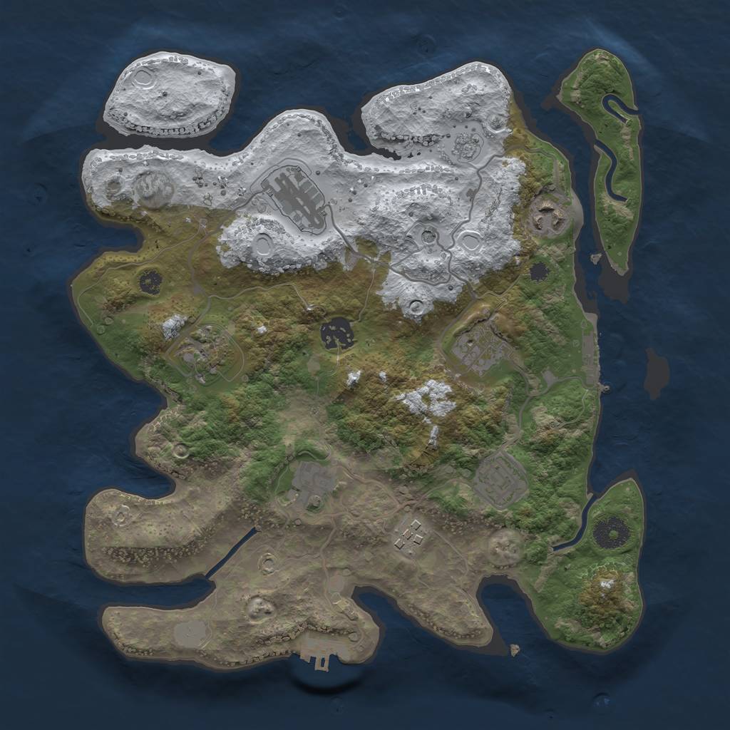 Rust Map: Procedural Map, Size: 3250, Seed: 2017893329, 17 Monuments
