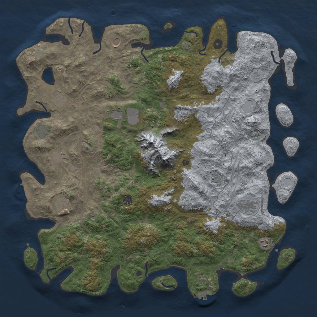 Rust Map: Procedural Map, Size: 5000, Seed: 217345320, 19 Monuments