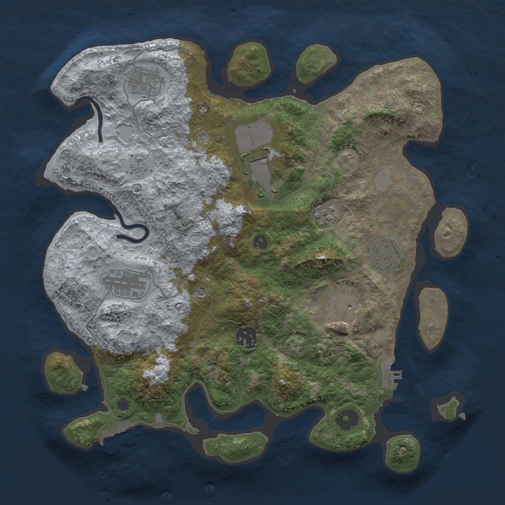 Rust Map: Procedural Map, Size: 3500, Seed: 1317582084, 16 Monuments