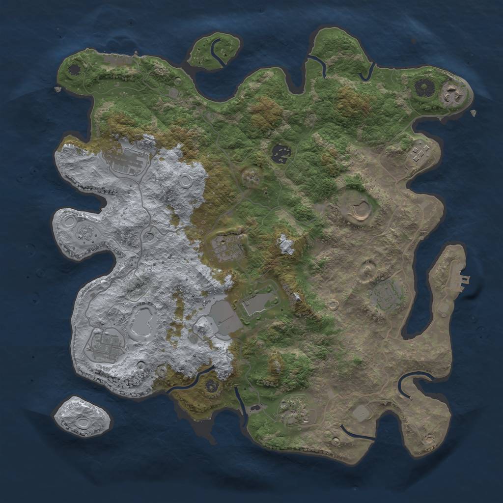 Rust Map: Procedural Map, Size: 3850, Seed: 1372426696, 19 Monuments