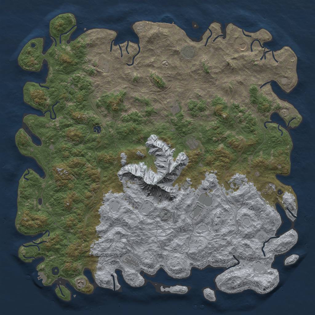 Rust Map: Procedural Map, Size: 6000, Seed: 987654321, 20 Monuments