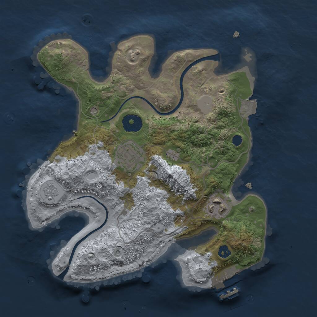 Rust Map: Procedural Map, Size: 2500, Seed: 999999, 5 Monuments