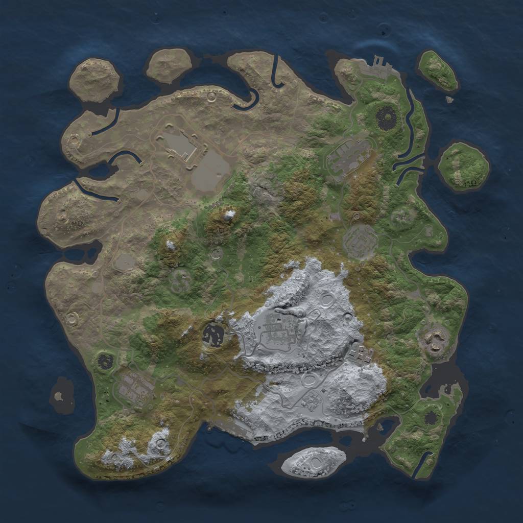 Rust Map: Procedural Map, Size: 3500, Seed: 5195327, 17 Monuments
