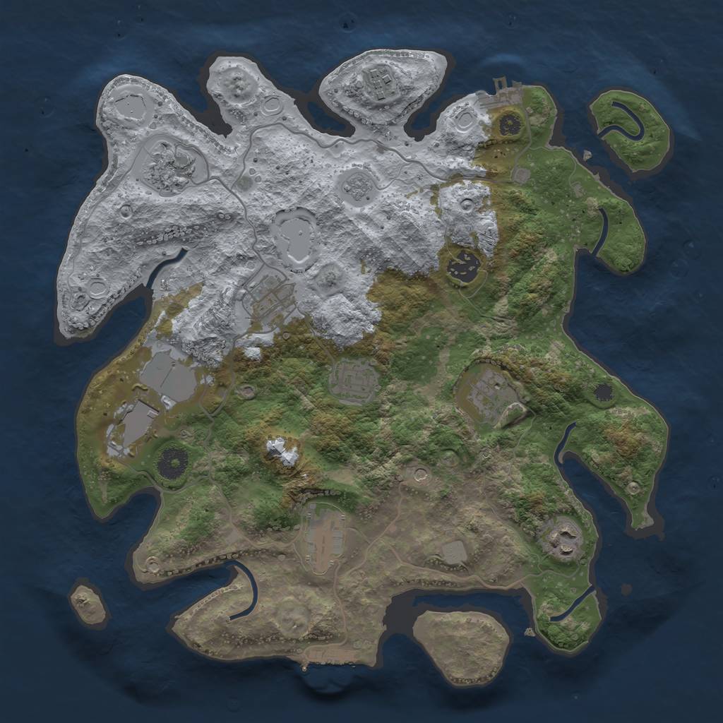 Rust Map: Procedural Map, Size: 3500, Seed: 1891768027, 16 Monuments