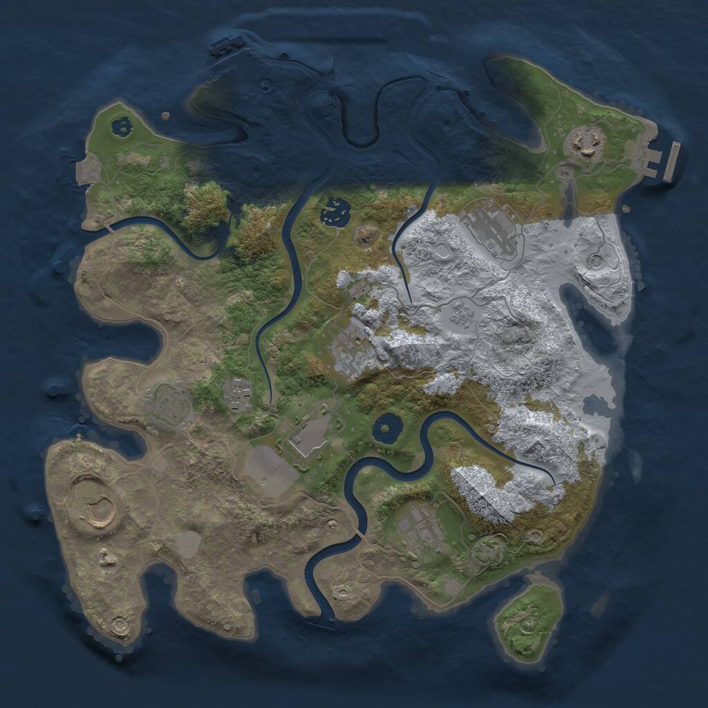 Rust Map: Procedural Map, Size: 3500, Seed: 1852660983, 15 Monuments