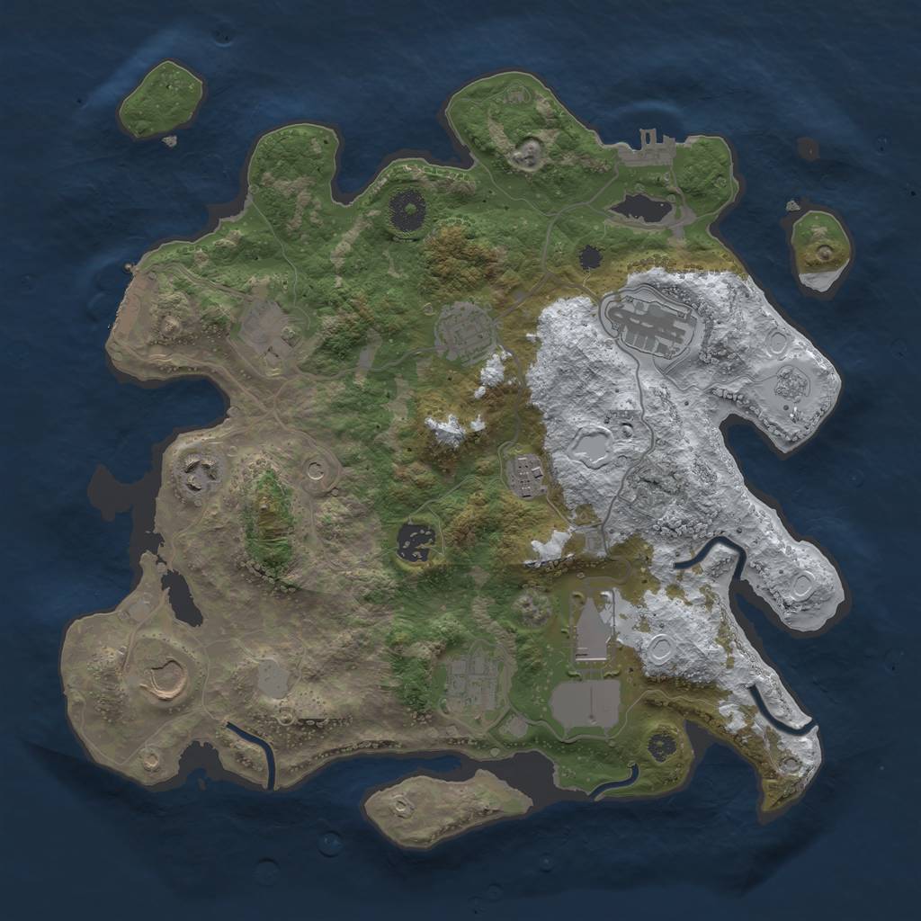 Rust Map: Procedural Map, Size: 3500, Seed: 82340, 18 Monuments