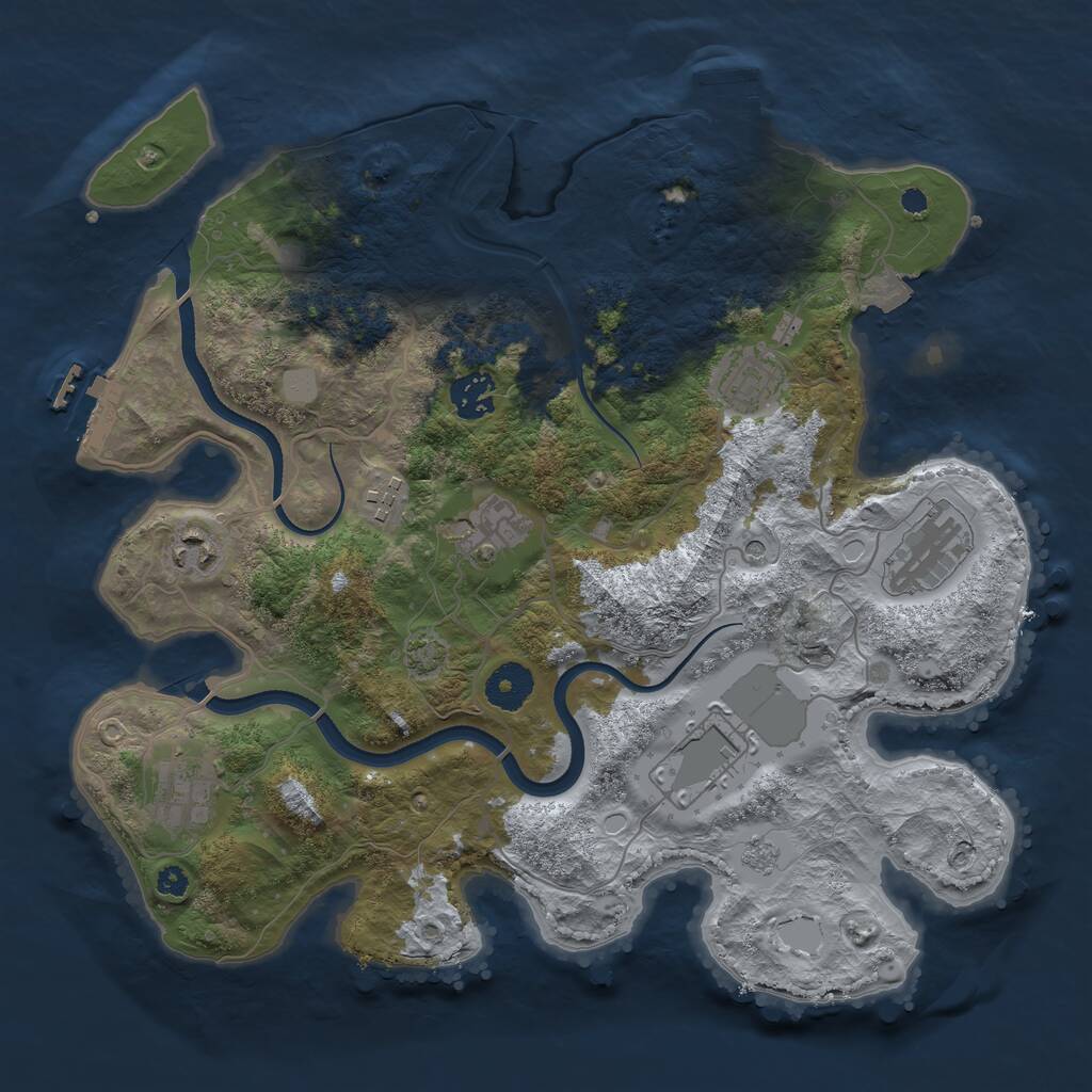 Rust Map: Procedural Map, Size: 3500, Seed: 870090752, 14 Monuments