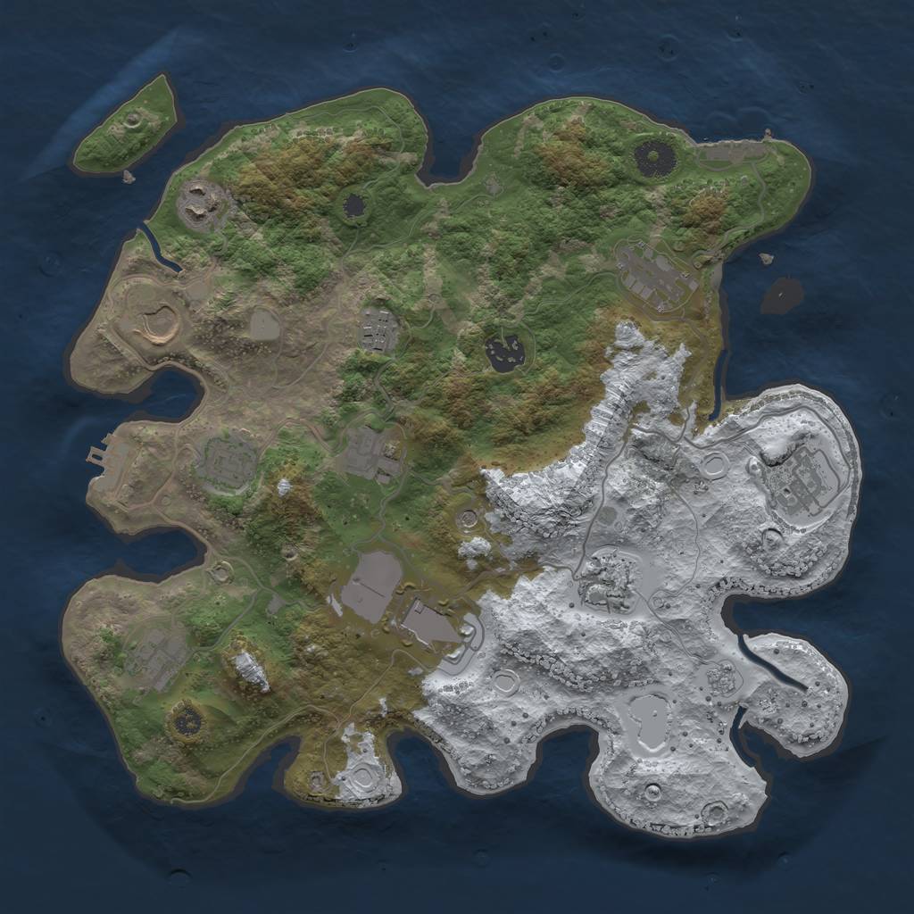 Rust Map: Procedural Map, Size: 3500, Seed: 870090752, 20 Monuments
