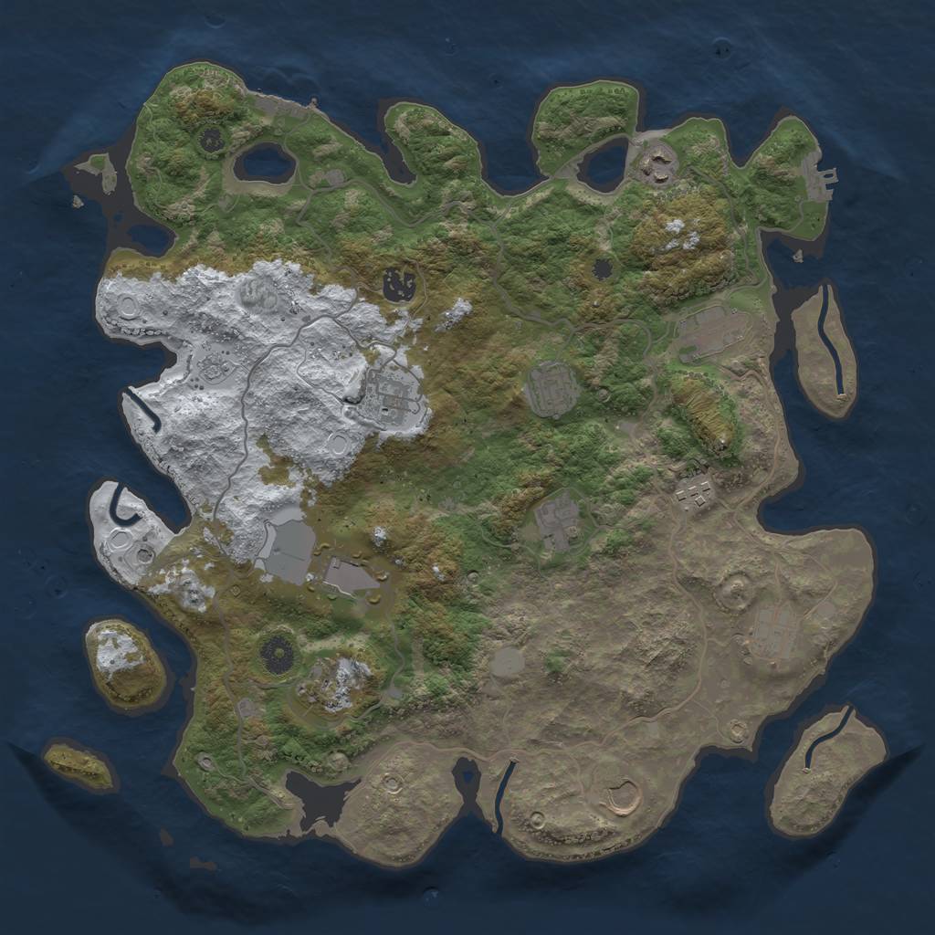 Rust Map: Procedural Map, Size: 4000, Seed: 3816, 20 Monuments