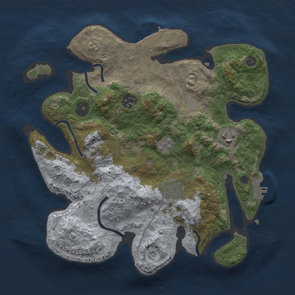 Rust Map: Procedural Map, Size: 3000, Seed: 177098065, 12 Monuments