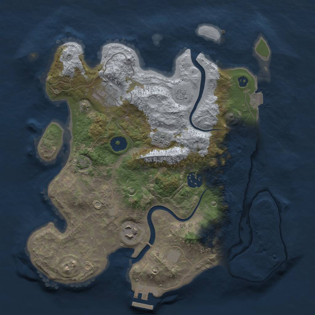 Rust Map: Procedural Map, Size: 3000, Seed: 55439, 8 Monuments