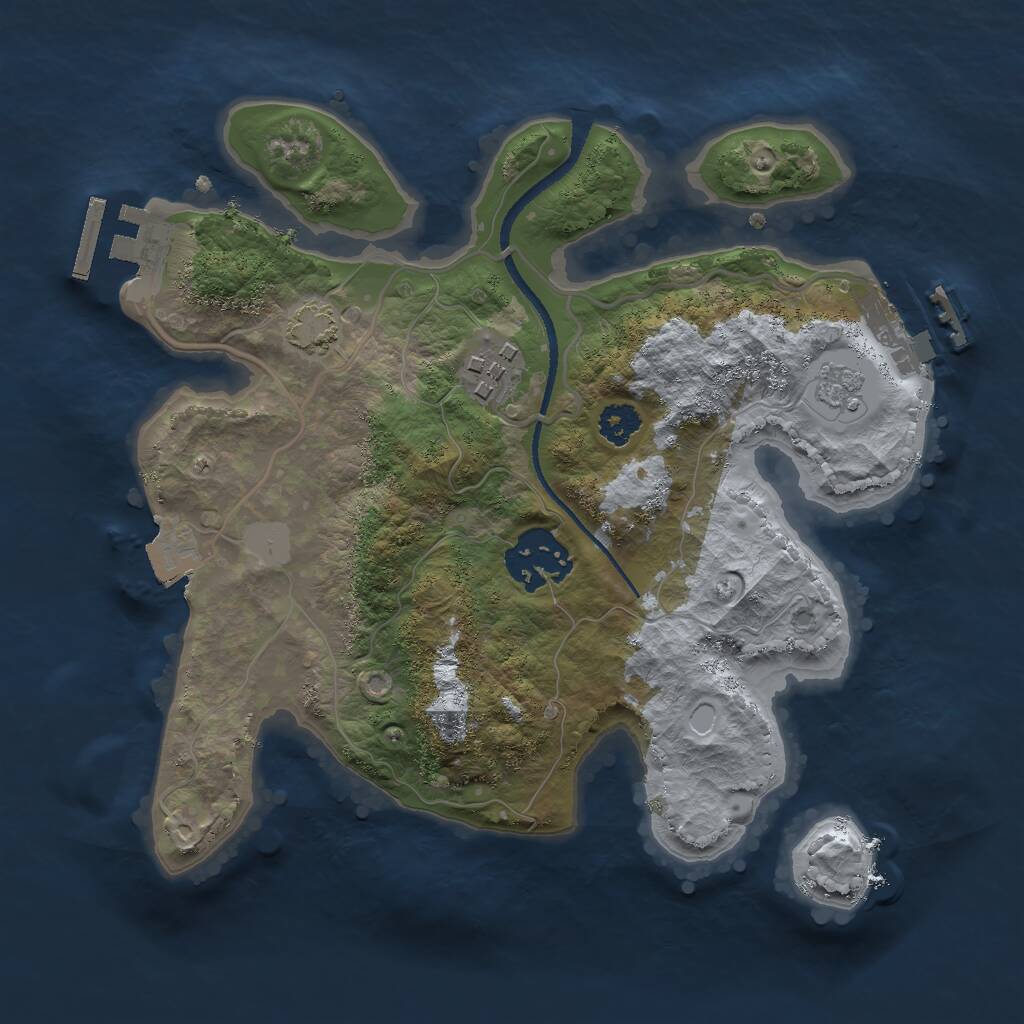 Rust Map: Procedural Map, Size: 2500, Seed: 956933595, 7 Monuments
