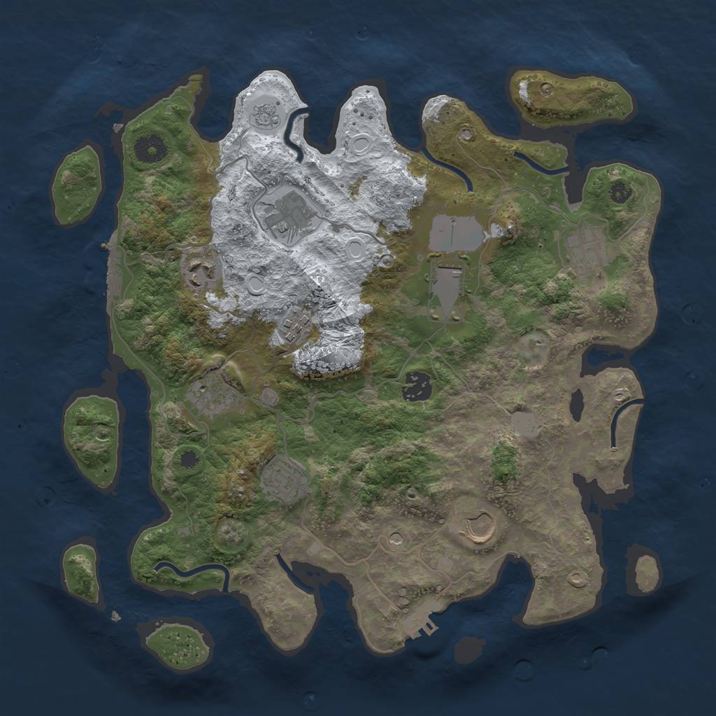 Rust Map: Procedural Map, Size: 3500, Seed: 1821268051, 18 Monuments