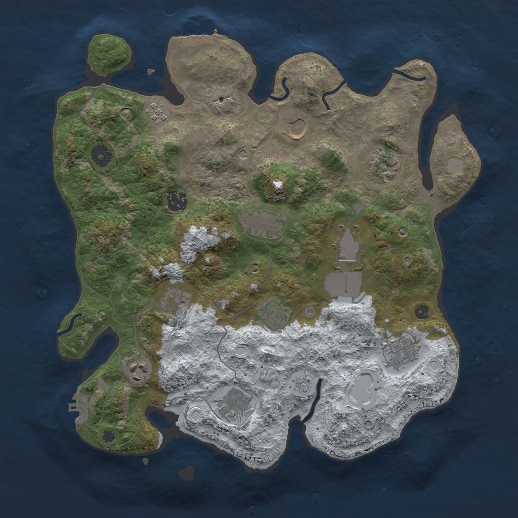 Rust Map: Procedural Map, Size: 3700, Seed: 288306208, 20 Monuments