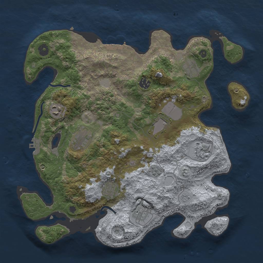 Rust Map: Procedural Map, Size: 3500, Seed: 745578, 18 Monuments
