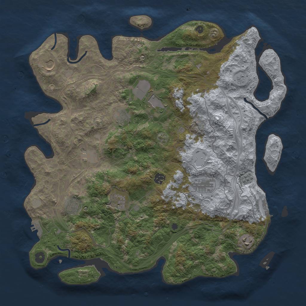 Rust Map: Procedural Map, Size: 4250, Seed: 1240654224, 19 Monuments