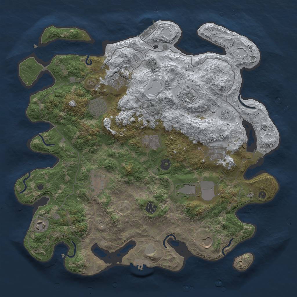 Rust Map: Procedural Map, Size: 4000, Seed: 1131247047, 20 Monuments