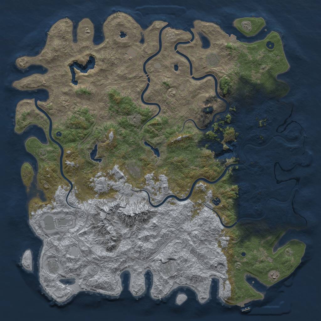 Rust Map: Procedural Map, Size: 6000, Seed: 453187466, 17 Monuments
