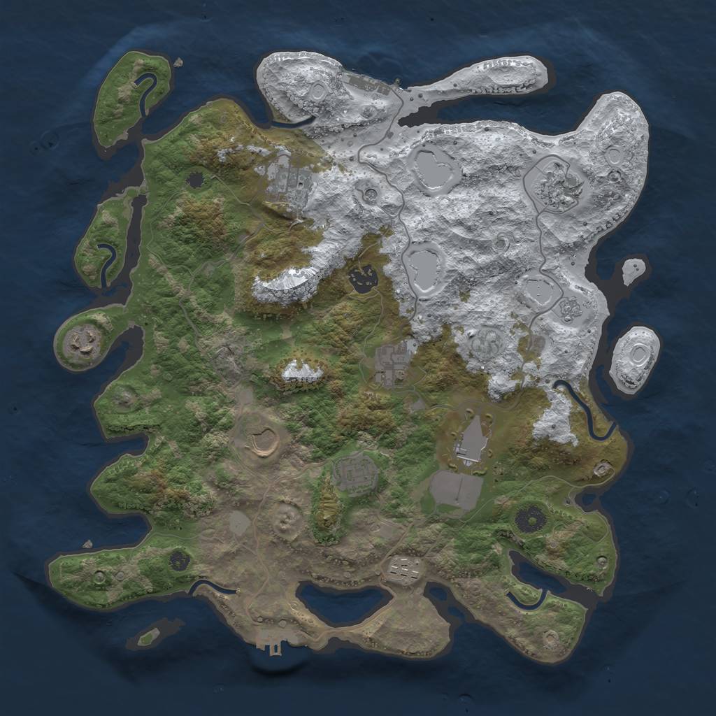 Rust Map: Procedural Map, Size: 3750, Seed: 657649220, 18 Monuments
