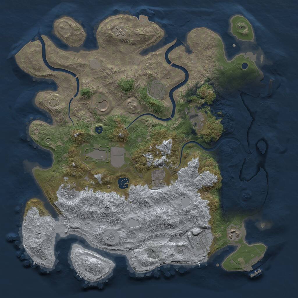 Rust Map: Procedural Map, Size: 3850, Seed: 920787598, 16 Monuments