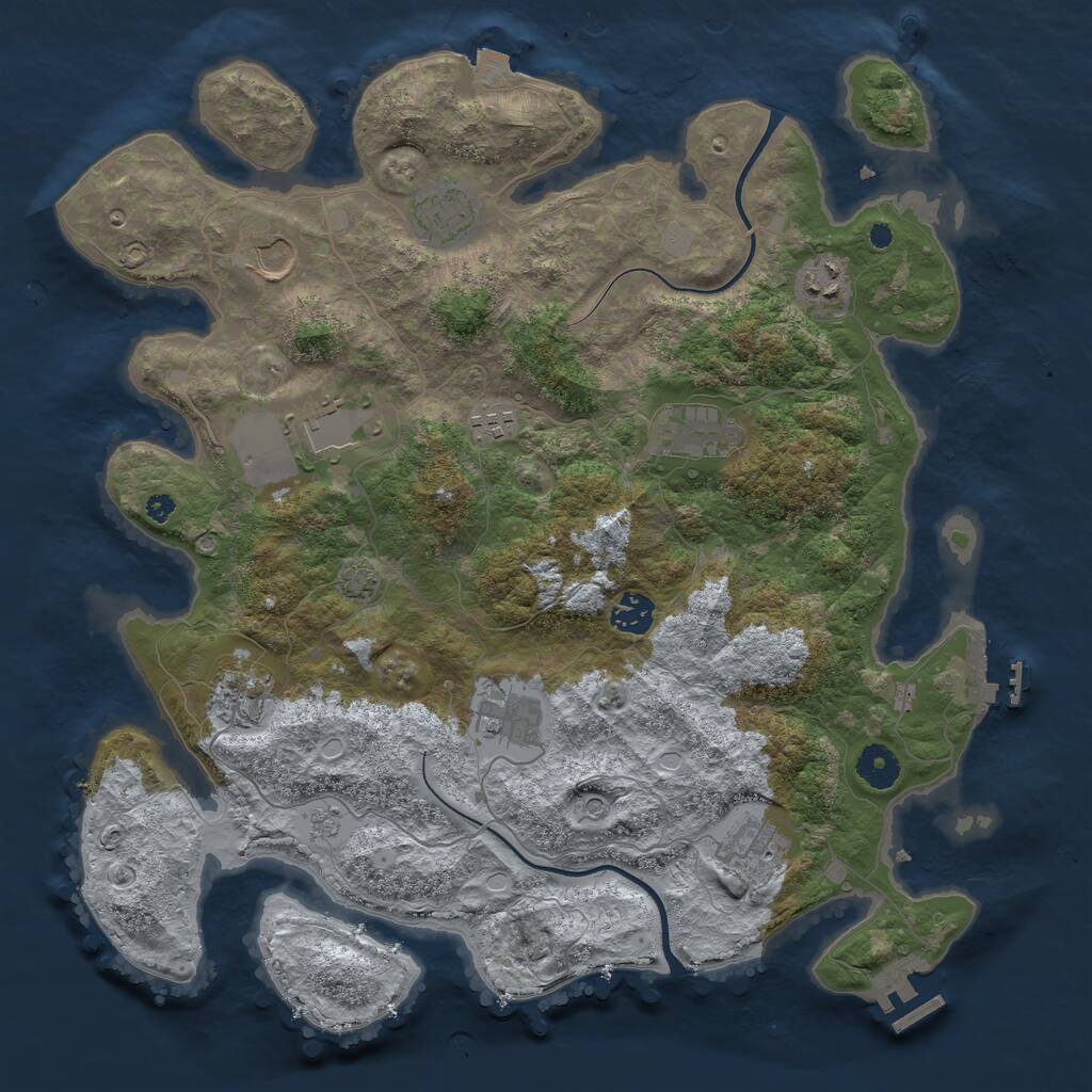 Rust Map: Procedural Map, Size: 3850, Seed: 920787598, 16 Monuments