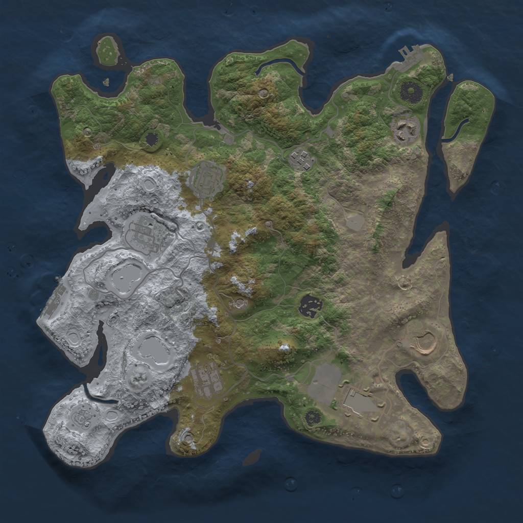 Rust Map: Procedural Map, Size: 3500, Seed: 22235990, 17 Monuments
