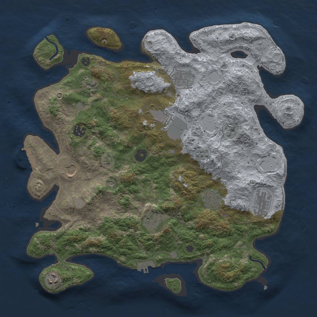 Rust Map: Procedural Map, Size: 3850, Seed: 507668527, 19 Monuments