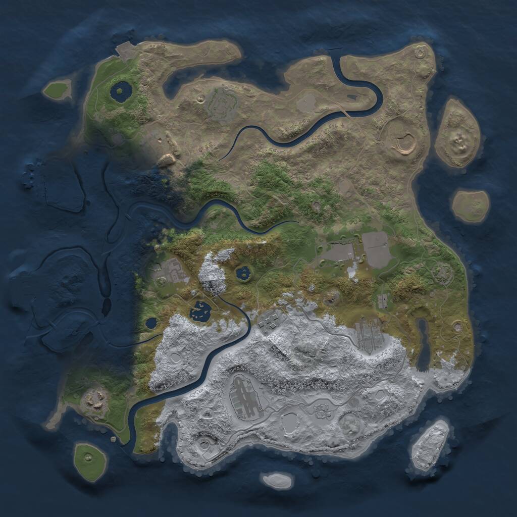 Rust Map: Procedural Map, Size: 3700, Seed: 88909, 16 Monuments
