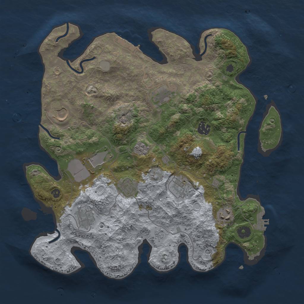 Rust Map: Procedural Map, Size: 3500, Seed: 1518244548, 18 Monuments