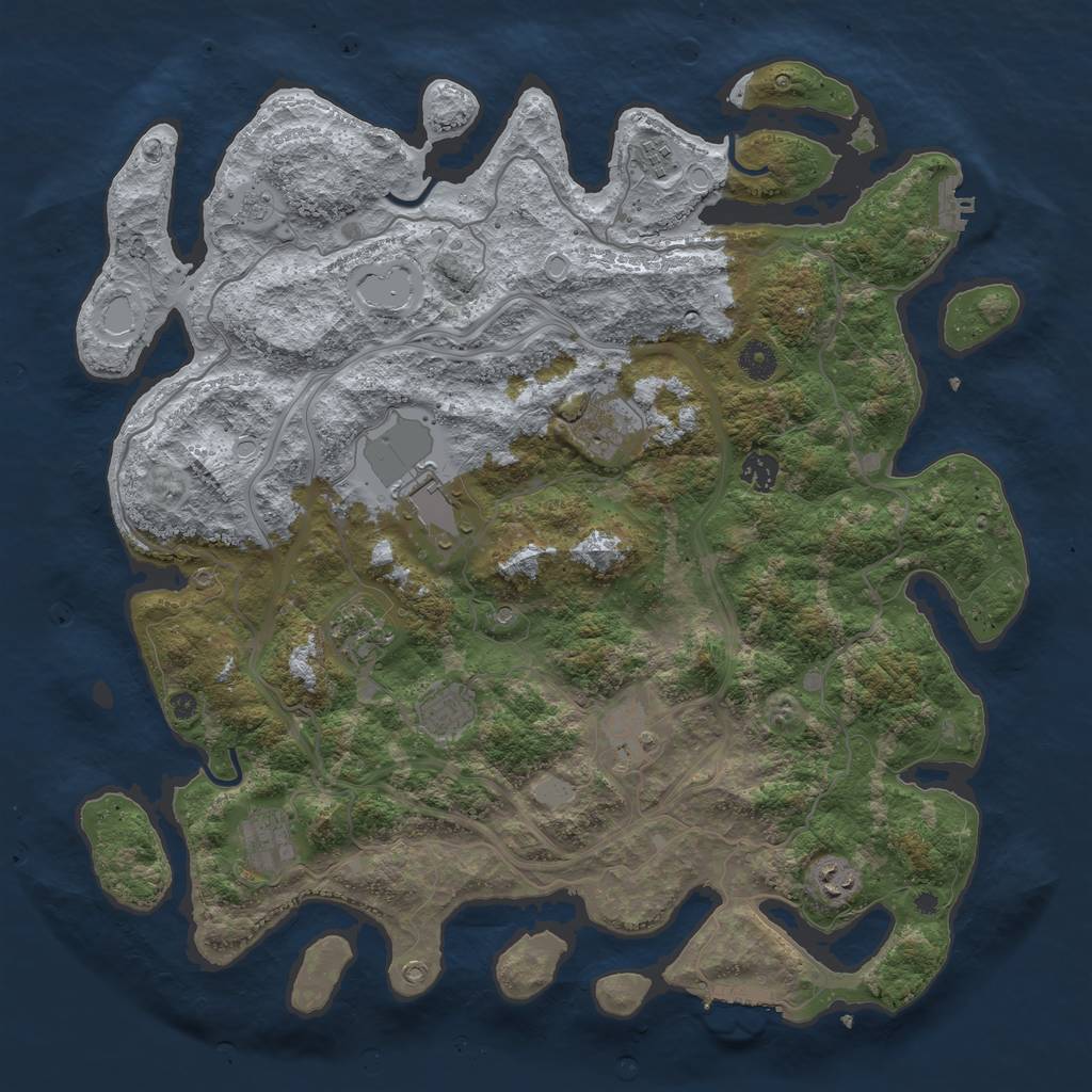 Rust Map: Procedural Map, Size: 4250, Seed: 414356998, 18 Monuments