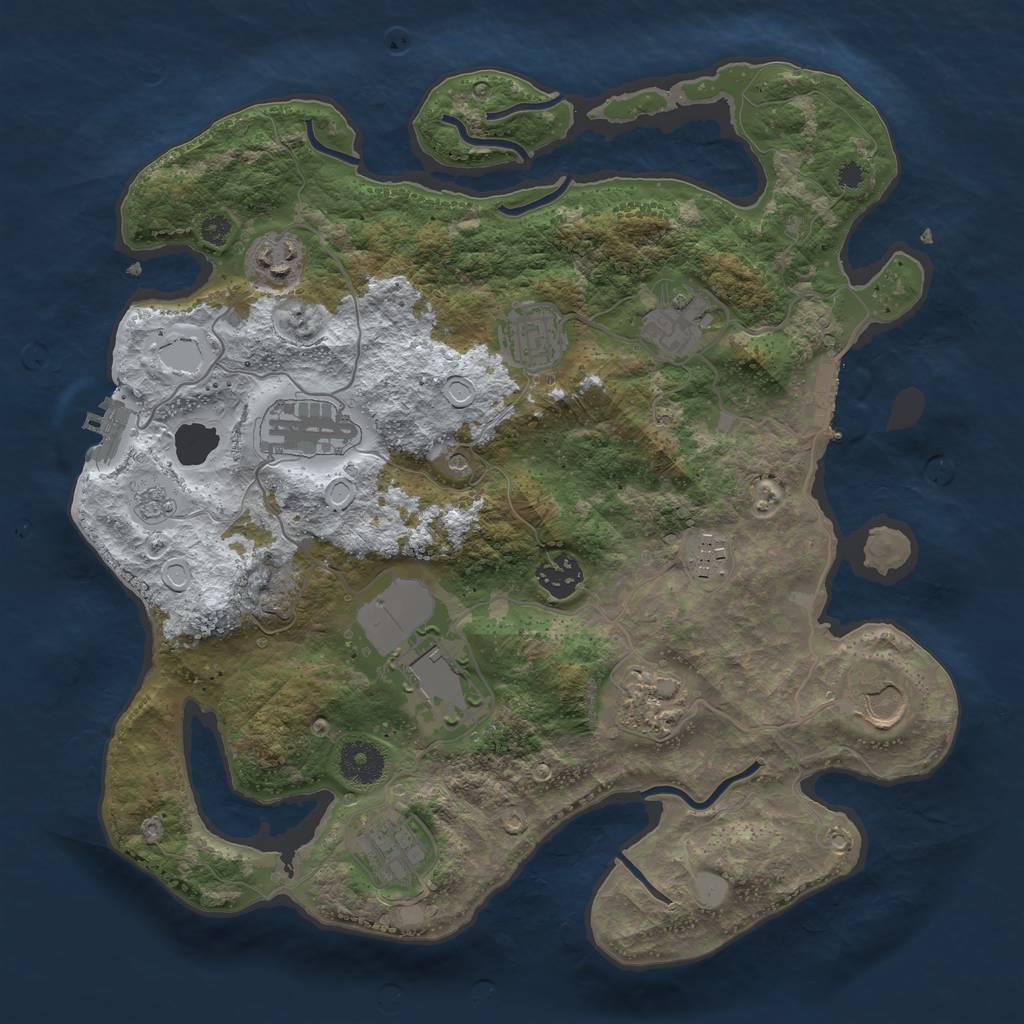 Rust Map: Procedural Map, Size: 3500, Seed: 1099342032, 19 Monuments