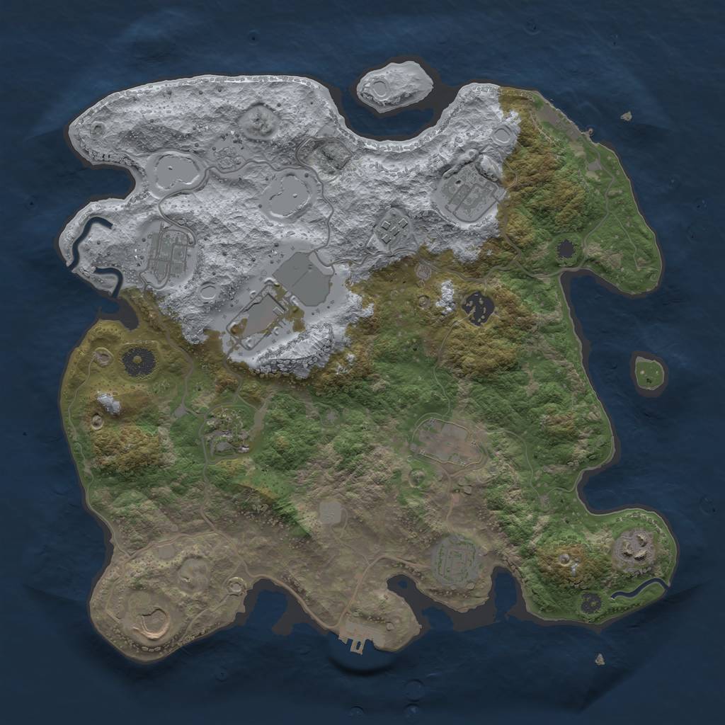 Rust Map: Procedural Map, Size: 3500, Seed: 1180197074, 18 Monuments