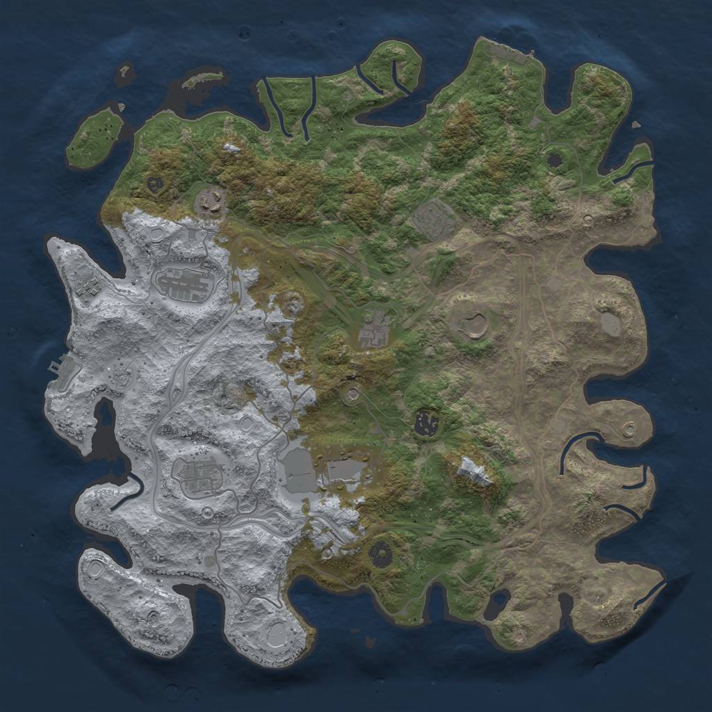 Rust Map: Procedural Map, Size: 4250, Seed: 460233, 18 Monuments