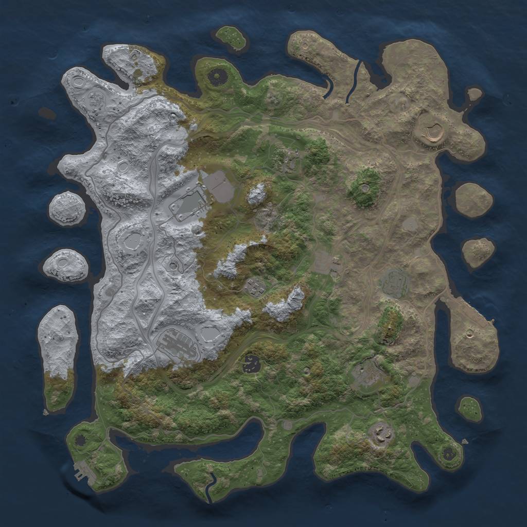 Rust Map: Procedural Map, Size: 4250, Seed: 701671, 19 Monuments