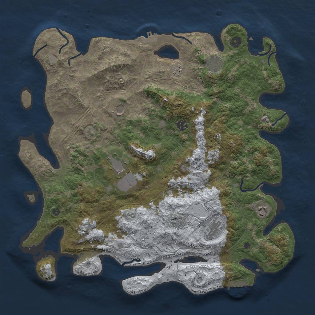 Rust Map: Procedural Map, Size: 4250, Seed: 758692, 16 Monuments