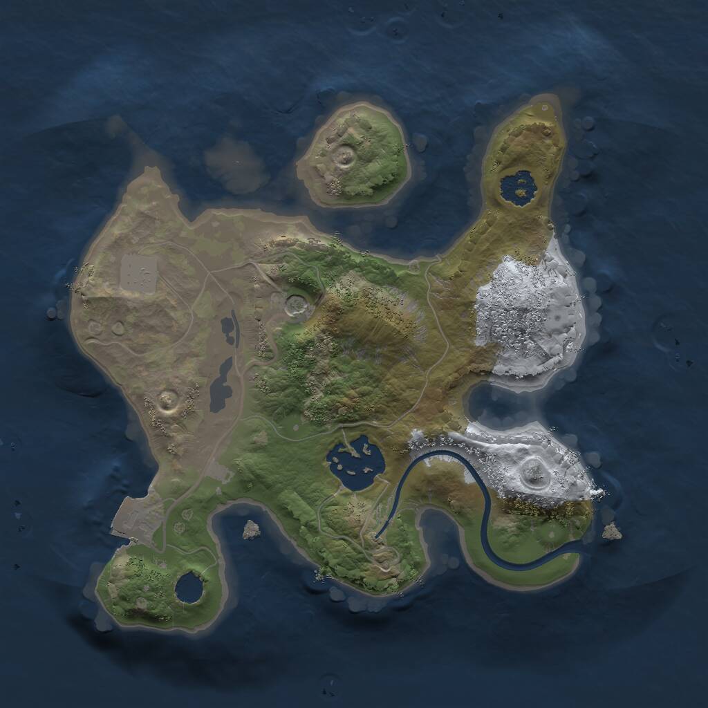 Rust Map: Procedural Map, Size: 2000, Seed: 1593589233, 3 Monuments