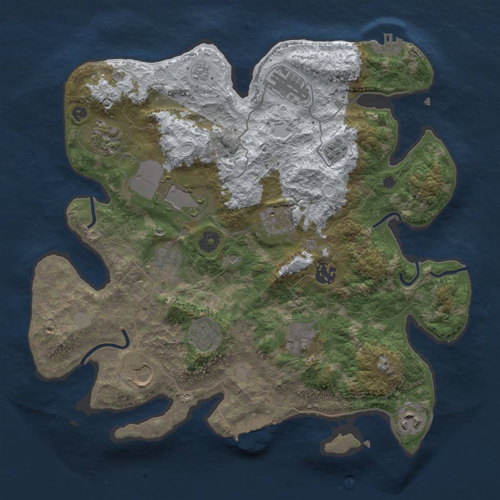 Rust Map: Procedural Map, Size: 3500, Seed: 1822231550, 20 Monuments