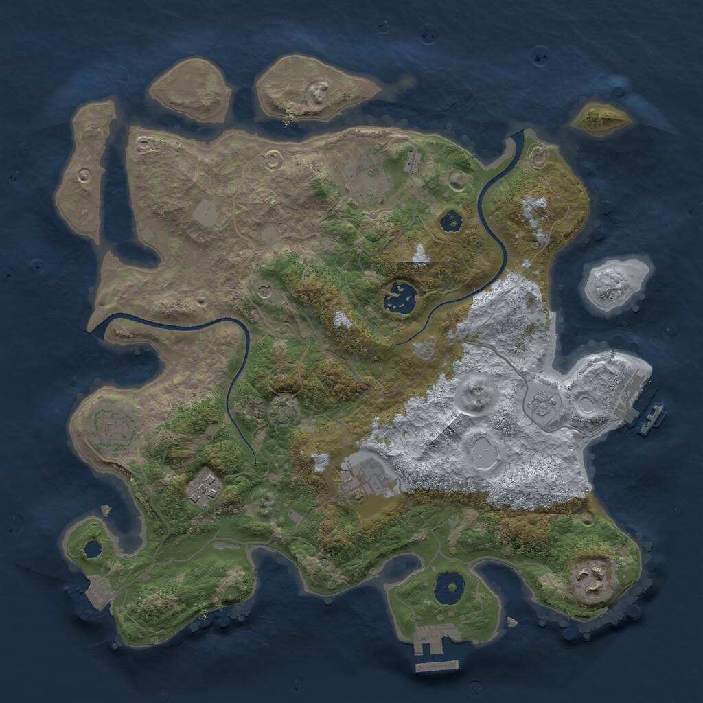 Rust Map: Procedural Map, Size: 3300, Seed: 2222, 12 Monuments