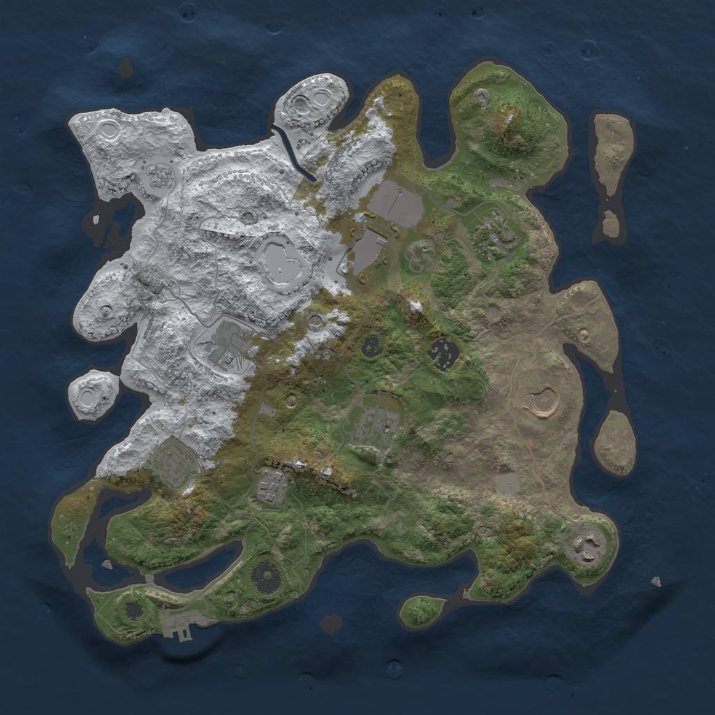 Rust Map: Procedural Map, Size: 3500, Seed: 2133062646, 17 Monuments