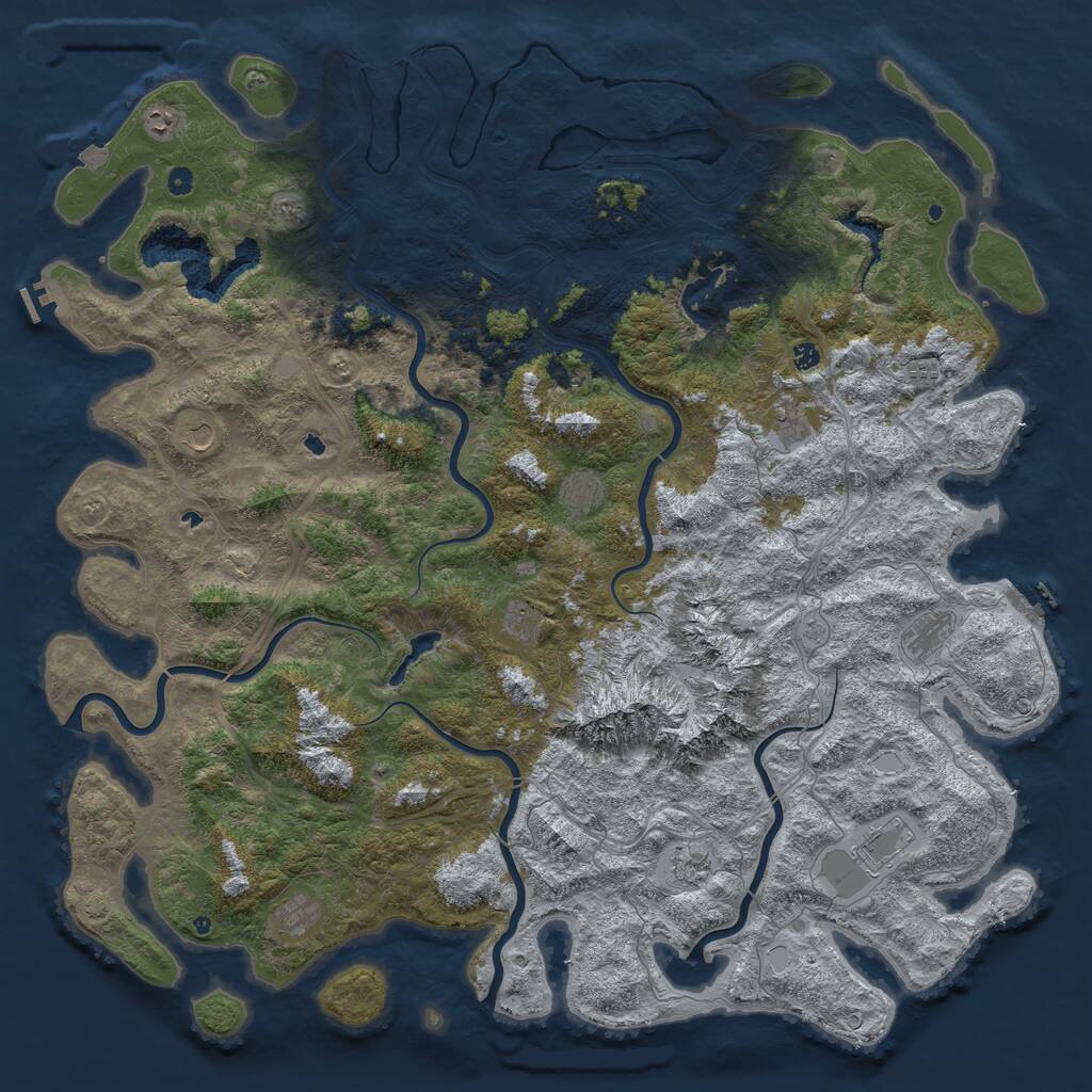 Rust Map: Procedural Map, Size: 6000, Seed: 150000, 17 Monuments