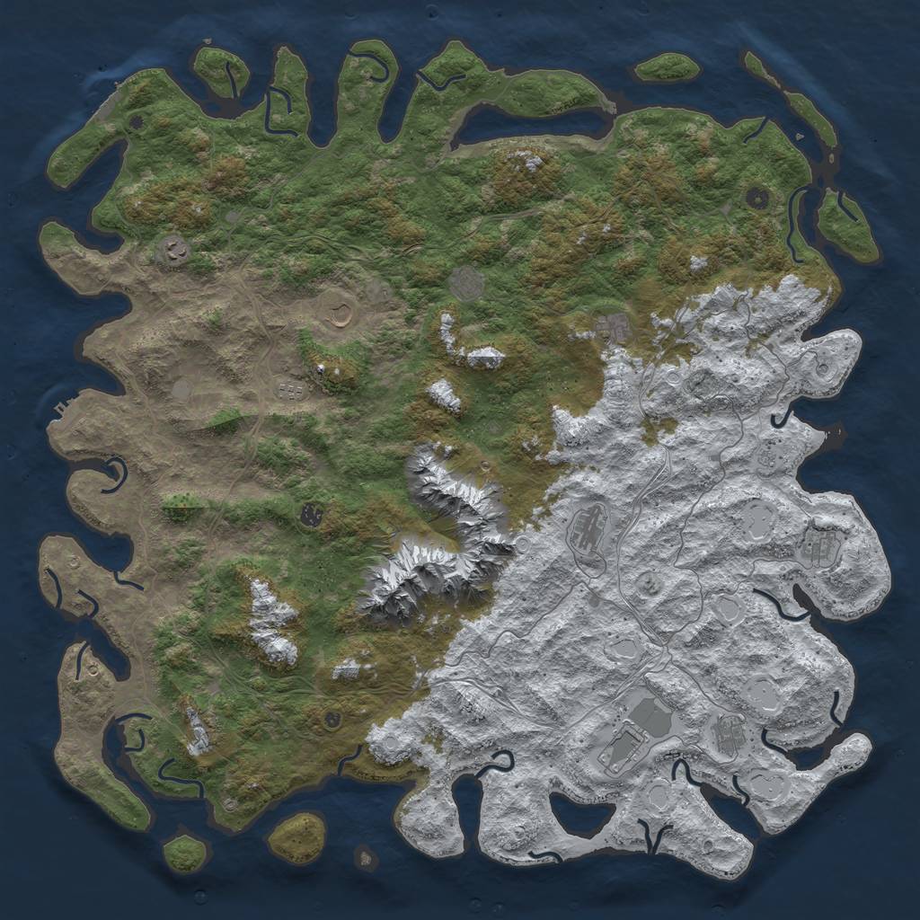 Rust Map: Procedural Map, Size: 6000, Seed: 150000, 20 Monuments