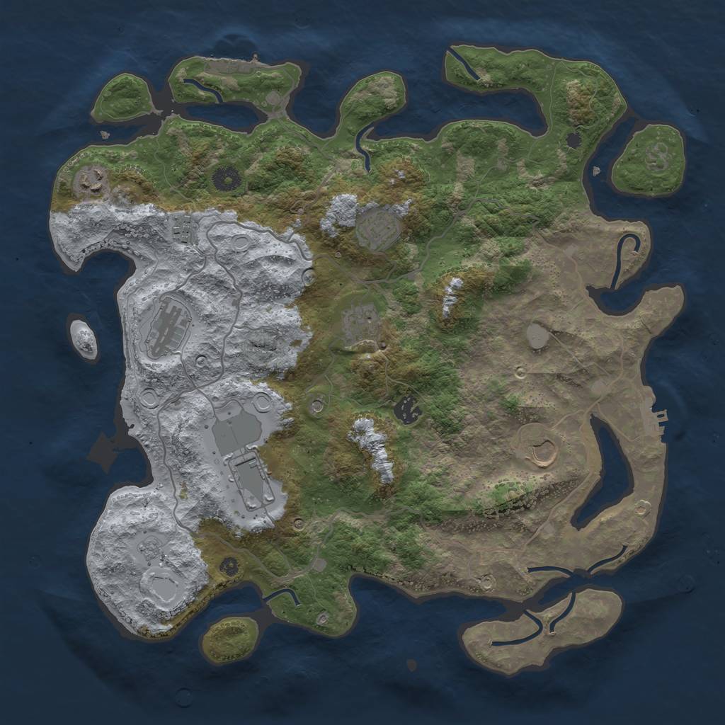 Rust Map: Procedural Map, Size: 4000, Seed: 67374395, 17 Monuments