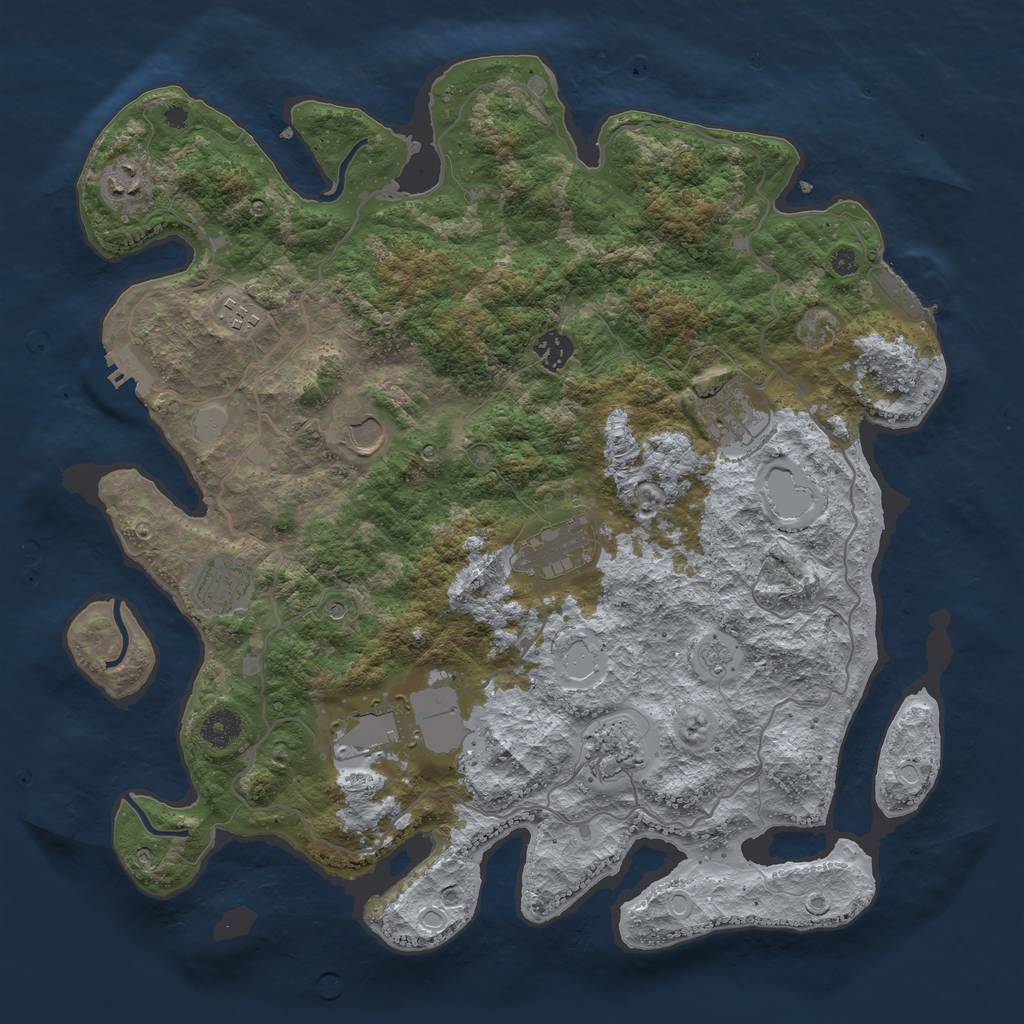 Rust Map: Procedural Map, Size: 4000, Seed: 5565, 18 Monuments